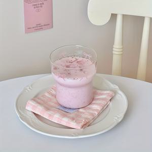 TEMU 귀여운 리본 유리 물컵, 인스 스타일, 달콤한 주스, 디저트, 아침 우유, 커피에 완벽합니다. 친구, 개장식, 여름 음료 선물로 좋습니다. 고품질 붕규산 유리 재질.
