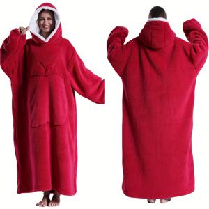 TEMU 가을/겨울 후드 스웨트셔츠, 편안하고 따뜻하며 방풍 기능이 있는 실내외 커플용 라운지웨어. 확장된 애플 포켓 디자인으로 겨울철 필수템으로도 사용 가능하며 TV 시청 시 담요처럼 사용할 수 있습니다.