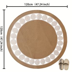 TEMU 1개 빈티지 핸드메이드 린넨 도트 원형 러그, 미끄럼 방지 부드러운 세탁 가능한 접이식 바닥 매트 (거실, 침실, 욕실, 현관, 야외 파티오 & 피크닉용), 농가 장식 - 봄 홈 데코 - 봄 선물!