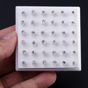 TEMU 다양한 피어싱(관자놀이, 트라구스, 헬릭스, 다이트)을 위한 아크릴 스터드 귀걸이 36개 세트 (라인스톤 포함, 16 게이지 사이즈)