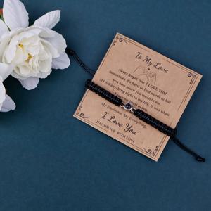 TEMU 맞춤 컬러 포토 프로젝션 직조 지네팔찌 + 크래프트 종이 카드, 다양한 색상, 구리 소재, 고품질 왁스 코드 직조 핸드 주얼리, , 아내, 연인, 어머니, 친구, 동창을 위한 크리스마스 발렌타인데이 선물, 2025 새해 선물, 휴일 선물