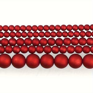 TEMU 6/8/10/14mm 매트 레드 아크릴 고무 구슬, 라운드 DIY 핸드메이드 팔찌 목걸이 귀걸이 액세서리용 장식 구슬
