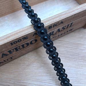 TEMU 5 야드 진주 비즈 레이스 트림 리본 - 드레스 칼라, 의류 및 DIY 공예품을 위한 플라스틱 봉제 탄성 웨빙 - 흑백