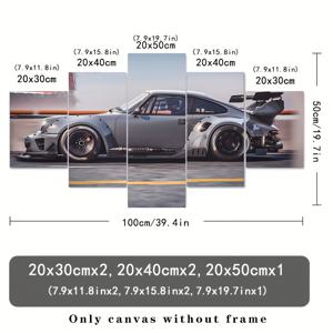 TEMU 스포츠카 캔버스 벽걸이 아트 5개 세트, 홈 , 스포츠카 포스터 캔버스 프린트, 자동차 애호가를 위한 선물, 거실 침실 주방 사무실 카페 장식, 완벽한 선물, 액자 미포함