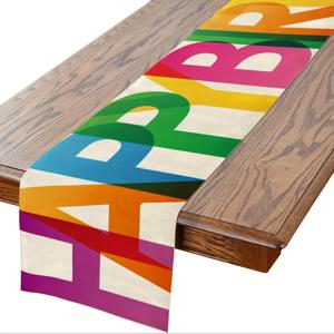 TEMU 1개 린넨 해피 버스데이 테이블 러너, 주방 식탁 장식, 실내외 홈 파티 데스크탑 데코 () 13x48/13x72/13x108 인치