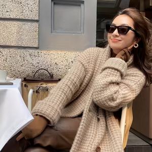 TEMU 빈티지 트위드 코트, 프렌치 스타일 아우터웨어