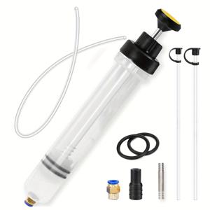 TEMU 500CC 수동 엔진 오일 추출 펌프 오일 교체 펌프 유체 추출 주사기 오일 흡입 펌프(긴 호스 및 연장 튜브 포함)