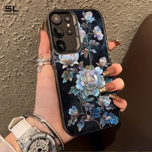 TEMU 휴대폰 케이스 - 쉘 모란 패턴 디자인으로 삼성 갤럭시 S20, S21, S22, S23, S24, S25, A24, A05, A05S, A02, A03, A04, A13, A31, A53, A34, A10, A33에 적합하며, 얼룩 방지, 스타일리시한 휴대폰 케이스를 위해 특별히 제작되었습니다.