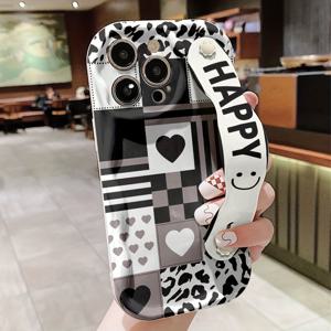 TEMU 크림 리본 블랙 앤 화이트 체크 프린트가 있는 모바일 폰 케이스, 애플 시리즈 11\12\13\14\15\16프로맥스 삼성 시리즈 A05/A15/A25/A35/A55/S23/S24울트라에 적합