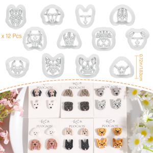 TEMU Puocaon 동물 스터드 클레이 커터 - 폴리머 클레이 귀걸이용 강아지 모양 커터 12개 세트, 귀여운 강아지 디자인 커터, 양치기 개 및 다치슈언 주얼리 클레이 커터