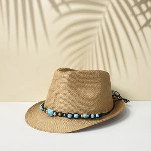 TEMU (랩 + 모자 홀더) 블루 아크릴 이브스 블루 아이제 스트로우 모자 페드라 모자 통기성 여름 해변 모자 짧은 챙 남녀공용 파티 야외