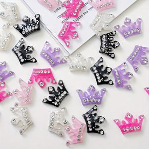 TEMU 20개 세트 다양한 스팽글 라인스톤 크라운 레진 티아라 장식 플랫백 스크랩북 아트 공예 만들기 장식 폰케이스 데코