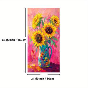 TEMU 1개 액자 장식 캔버스 벽 예술 - 생동감 넘치는 노란 꽃잎 & 파란 화병 인상주의 프린트, 핑크 배경, 거실, 침실, 사무실을 위한 모던 팜하우스 데코 - 세련된 수직 걸이 포스터, 홈 에스테틱에 이상적인 선물, 침실 악센트 | 인상파 아트 프린트 | 액자 그림