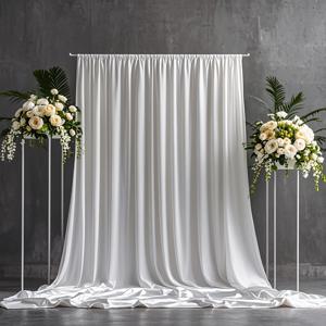 TEMU 1개 클래식 화이트 배경막 커튼, 크기: 6.63피트 x 6.63피트, 생일 파티, 발렌타인데이 행사, 브라이덜 샤워, 어버이날 선물, 무대 장식, 베이비 샤워, 기념일, 결혼식 축하에 적합