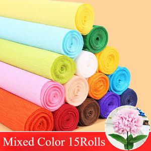 TEMU 15개입 25cm 컬러풀 두꺼운 주름지 수제 DIY 종이 꽃 만들기 재료 종이 장미 스트레치 페이크 플라워 장식용 종이 홈 데코 포장 선물용