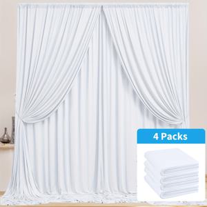 TEMU 4개 세트, 5 × 10피트 주름 없는 파티 배경 커튼, 결혼식 및 생일 파티 장식용 폴리에스터 포토 백드롭 원단