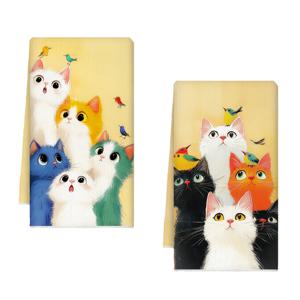 TEMU 2개 팩 귀여운 아기 고양이 주방 타월 - 매우 부드러운 섬유, 세탁기 사용 가능, 손과 식기 건조에 적합, 욕실 타월, 집들이, 생일 또는 어버이날 선물로 이상적, 주방, 레스토랑, 욕실, 가정에 적합, 18*28인치