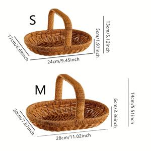 TEMU 창의적인 수제 야외 따기 바구니, 라탄 모양으로 제작되어 데스크탑 수납에 적합; 매력적이고 정교한 토트백, 선반 바구니