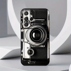 TEMU 레트로 카메라 스타일리시하고 심플한 블랙 폰 케이스, 편안한 그립감과 렌즈 보호 기능, 남녀 공용, 삼성 갤럭시 S22/ S22 울트라/ S23 FE/ S23 울트라/ S24 플러스/ S24 울트라/ A32/ A35/ A05S/ A15/ A53/ A54/ A05/ A51/ A55/ A33/ A14/ S25/ S25 플러스/ S25 울트라 호환