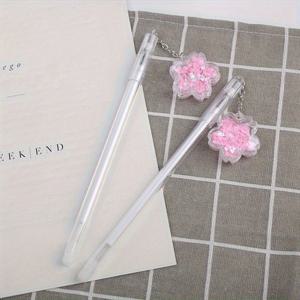 TEMU 10개 0.5mm 벚꽃 펜던트 젤 펜 창의적인 여자아이 하트 모래시계 시퀸 워터펜 귀여운 요정 펜 서명용 학교 개학 시즌