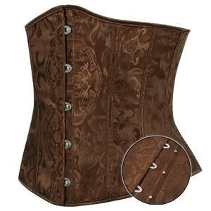 TEMU 프렌치 스타일 코트 빈티지 블랙 자카드 신처 코르셋 벨트, 본收到 있는 앞면 잠금장치 – 여성용 복부 보정 허리 벨트, 꽃무늬, 뒤쪽 레이스업 디자인