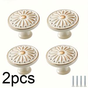 TEMU 유럽 스타일 라운드 노브 풀 싱글 홀 라운드 노브 유럽 스타일 알루미늄 합금 화이트 핸들 클래식 솔리드 옷장 서랍 풀 침대 옆 테이블 옷장 화장대에 적합 나사 포함 가구 하드웨어 장식 부품 할로윈과 크리스마스, 크리스마스 선물용