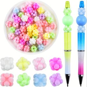 TEMU 20개 14mm 파스텔 폼플라워 비즈 - 펜, 키체인, 주얼리, 팔찌, 귀걸이, 목걸이용 컬러풀 인조 벨벳 비즈 & 비즈 세트