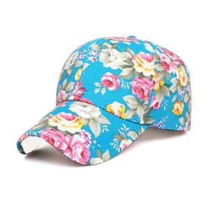 TEMU 여성용 플로럴 프린트 베이스볼 캡 - 우아한 핑크 선캡, 컬러풀한 꽃무늬, 발렌타인데이 또는 야외 활동용, 귀여운 여성용 모자