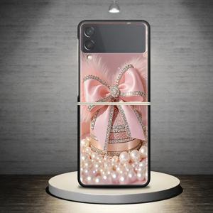 TEMU 휴대폰 케이스 - 삼성 갤럭시 Z Flip3, Z Flip4, Z Flip 5G, Z Flip5, Z Flip6용 나비 매듭 및 진주 디자인 하드커버 케이스