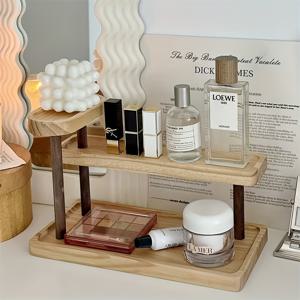 TEMU 3단 목재 책상 정리대 - 화장품, 향수, 장식용 다목적 보관 선반 | 공간 절약형 카운터탑 트레이, 쉬운 조립, 2가지 색상 옵션, 우아한 나무 마감, 사무용품