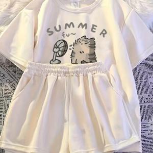 TEMU 여성 의류 여아 여름 세트 투피스 여름 옷 여름 반바지 패션 반바지 세트 투피스, 야외용