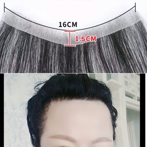 TEMU 남성용 헤어라인 실모 투명 두피 헤어피스, 남성용 심리스 앞머리, 이마의 무발성 부분을 가리는 가발 조각