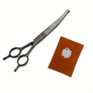 TEMU 전문가용 7인치 곡선형 애완동물 그루밍 가위 - 오른손잡이 안전 무딘 팁 강아지 & 고양이 클리퍼, 인체공학적 핸들, 블랙 - 포메라니안, 새끼고양이 및 소형 동물용, 어린이 헤어컷에 이상적 | 견고한 구조, 고양이 미용 도구