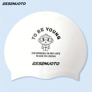 TEMU 스타일리시하고 편안한 수영을 위한 머리가 뻣뻑하지 않는 스트레치 대형 프린트 실리콘 성인용 수영 모자