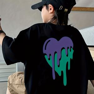 TEMU 2025 아동용 루즈핏 반팔 티셔츠 (남아, 여아 공용)