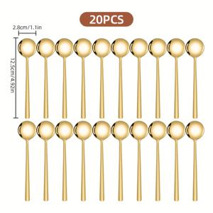 TEMU 20개 골든 스테인리스 커피 차 숟가락 세트 - 다용도 미니 스푼, 디저트, , 전채에 적합 - 식기세척기 사용 가능 - 크리스마스, 할로윈, 부활절, 하누카, 추수감사절에 이상적