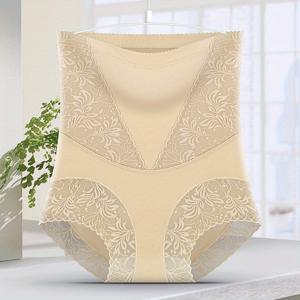 TEMU 1개 여성용 하이웨이스트 쉐이퍼웨어 텀미 컨트롤 팬티 레이스 슬리밍 속옷 여성 웨이스트 트레이너 바디 셰이퍼 속옷 사계절용, 플러스 사이즈