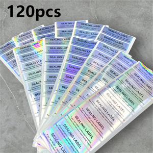 TEMU 60/120개 레이저 접착 스티커 - 일회용 VOID 개봉 방지 밀봉 라벨, 선물 상자 및 상업 패키지를 위한 반짝이는 홀로그래픽 디자인 & 영어 텍스트가 있는 자체 접착 배송 스티커
