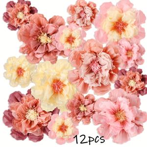 TEMU 12개 대형 컬러 티슈 플라워 50.80cm x 25.40cm 자이언트 카니발 폼폼 파티 벽 장식 (빈티지 색상) - 결혼식 및 생일용
