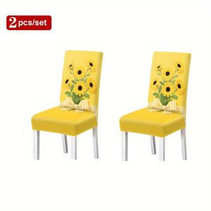 TEMU 탄성 의자 쿠션, 고급 패션 프린트 의자 커버, 고탄력 원단 범용 의자 커버, 레스토랑 식탁 의자 커버, 호텔, 파티, 가정용, 실내외 휴일 장식 2개/4개/6개