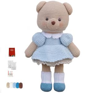 TEMU 초보자용 동물 코바늘 뜨개질 키트, 성인을 위한 상세한 텍스트 설명 포함, 공주 드레스 곰돌이 뜨개질 키트 포함, 봄과 여름에 귀엽고 유머러스한 홈 데코레이션에 적합, 생일 및 발렌타인데이 선물로 이상적