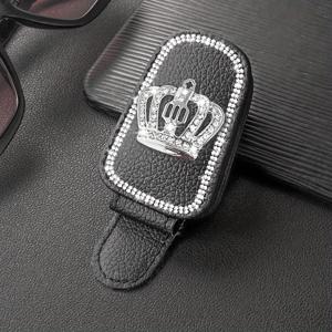 TEMU 1개 크라운 장식 자석 안경 클립, PU 가죽 차량용 패션 안경 선바이저 홀더, 다기능 지갑 클립, 컴팩트하고 우아한 디자인, 간편한 설치, 여성용 차량 액세서리