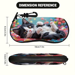 TEMU 1pc 2D 플랫 워밍 고양이 드림 안경 케이스 키체인 포함, 지퍼 스타일 - 초경량 및 세련된, 모든 안경에 적합. 안경, 지갑 및 여행 액세서리에 이상적. 친구에게 완벽한 예술적 선물, 캐주얼 또는 비즈니스 착용에 이상적.
