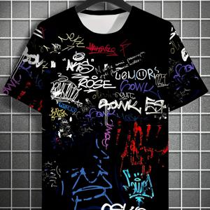 TEMU 패션 티셔츠 - 캐주얼 반팔, 편안하고 통기성 좋음, 데일리룩에 완벽 | 라운드넥 티셔츠 | 여름 파티, 해변 나들이, 캐주얼 바캉스, 신상 하와이 스타일, 남성 선물로 좋음