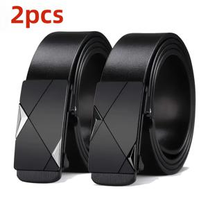 TEMU 남성용 패션 캐주얼 벨트 2개, 자동 버클, 출장 및 비즈니스 여행용, 정장 및 청바지와 함께 매치, 졸업 시즌 선물, 출근복용