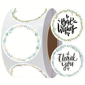 TEMU 500개 플로럴 그린리 삭스 라운드 매트 종이 스티커 2인치 - 식품 포장용 일회용 열전사 프린터 라벨, 캔드 자르, 소스 용기 장식 스티커, 식물 디자인 접착 라벨, 보틀 스티커