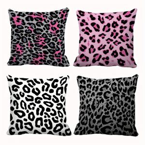 TEMU 모던 스타일 클래식 패션 블랙 앤 핑크 프린트 베개 커버 4개, 매력적인 반짝이는 섹시한 야생 호랑이 줄무늬 쿠션 커버, 일상 사무실, 휴일 파티, 비즈니스 휴식 공간, 거실, 침실, 소파, 침대, 자동차 장식용 (베개 속통 미포함)