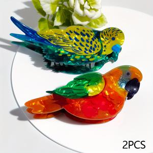 TEMU 2개입 시뮬레이션 앵무새 머리핀, 컬러풀하고 귀여운 머리집게, 미끄럼 방지 내구성 상어 머리핀 액세서리, 일상 사용 및 여성을 위한 완벽한 선물
