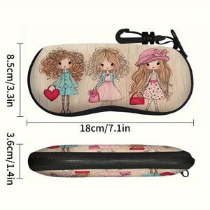 TEMU 1개, 창의적인 안경 케이스 패션 레이디 코듀로이, 휴대용 & 패션 안경 케이스 지퍼 클로저 남녀공용, 귀여운 안경 케이스