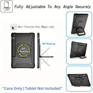 TEMU 갤럭시 탭 S7+12.4/S7 페이스 12.4 2021/S 8+12.4용 2022피스 + TPU 보호케이스, 방수·충격 방지 풀바디 커버, for s7-fe12.4, 360°회전식 킥스탠드 & 조절형 어깨끈